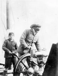 Rudyard Kipling and His Son John on the Yacht 
